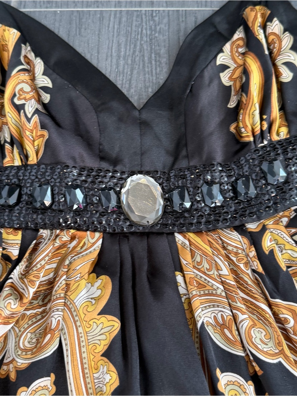 Forever 21 Black Mini Dress with Gold Paisley Print - Picture 6 of 8